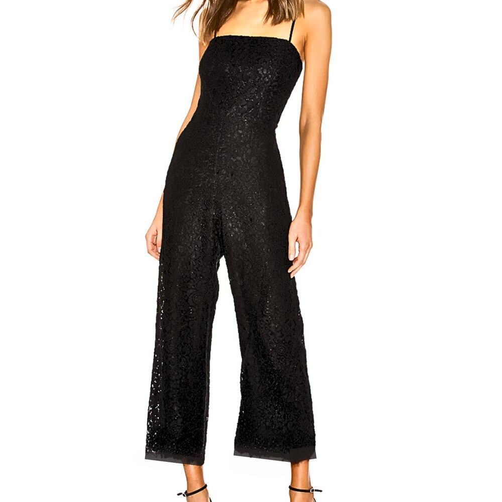 Trina Turk Black‎ Sienna Lace Flare-Leg Sleeveless Jumpsuit Womens Size 6 NEW